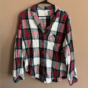 Victoria's Secret Multicolor Plaid Button Down Shirt Christmas Collection